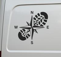 Kompasroos schoen caravan sticker