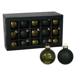 Kerstballen - 30x stuks - olijf/donkergroen - glas - 6 cm