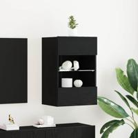 LED TV-meubel 2 stuks Zwart Eiken 40x30x60,5 cm Geengineerd Hout