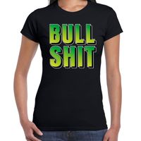 Bullshit fun tekst t-shirt zwart dames - thumbnail