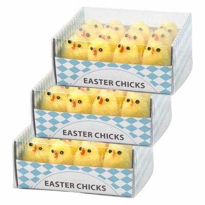 Paaskuikentjes - 36x stuks - geel - 3 cm - Paasdecoratie - chenille kuikens
