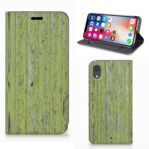 Apple iPhone Xr Book Wallet Case Green Wood