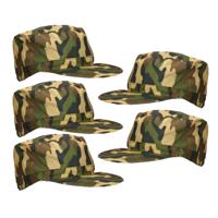 Carnaval verkleed Soldaten hoedje - 5x - camouflage groen - voor volwassenen - Militairen/leger them - thumbnail