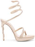 René Caovilla Margot 120mm crystal-embellished sandals - Tons neutres - thumbnail