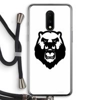 Angry Bear (white): OnePlus 7 Transparant Hoesje met koord