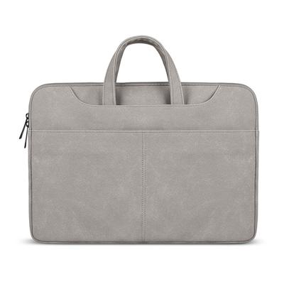 ST06S waterdichte PU lederen rits verborgen draagbare riem One-schouder handtas voor 14 1 inch laptops met Magic stick & koffer gordel (lichtgrijs)