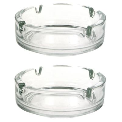 2x Stuks asbakken 10,5 cm transparant glas