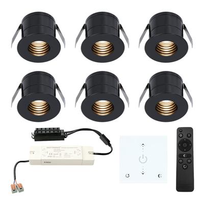 Set van 6 Betty LED Mini Inbouwspots met Trafo en Muurdimmer - 12 Volt 3 Watt 140 lumen - Dimbaar - Plat 37mm - 2700K - IP44 waterdicht - Zwart Set van 6 Betty LED Mini Inbouwspots met Trafo en Muurdimmer - 12 Volt 3 Watt 140 lumen - Dimbaar - Plat 37mm - 2700K - IP44 waterdicht - Zwart