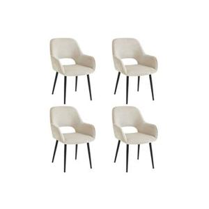 Furnihaus Eetkamerstoelen met armleuning Levi Beige Stof - Set van 4