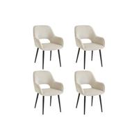 Furnihaus Eetkamerstoelen met armleuning Levi Beige Stof - Set van 4