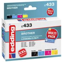 Edding Inktcartridge vervangt Brother LC-980BK, LC-980C, LC-980M, LC-980Y Compatibel Combipack Kleur EDD-433 18-433