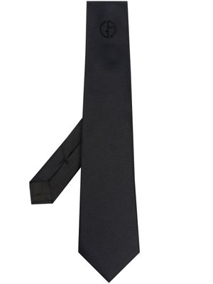 Giorgio Armani cravate en soie à logo imprimé - Noir