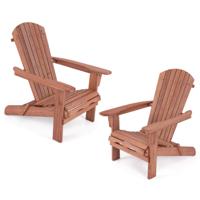 Set van 2 Opvouwbare Adirondack Stoelen Houten Opvouwbare Stoel Hoge Rugleuning Brede Armleuningen Draagvermogen 180 kg