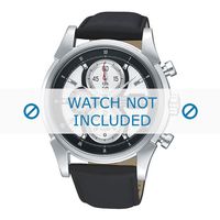 Pulsar horlogeband PF3939X1 / YM62 X227 / YM62 X228 Leder Zwart 22mm + zwart stiksel - thumbnail