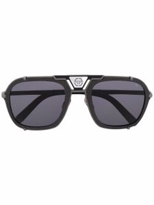 Philipp Plein lunettes de soleil Signature à monture aviateur - Marron