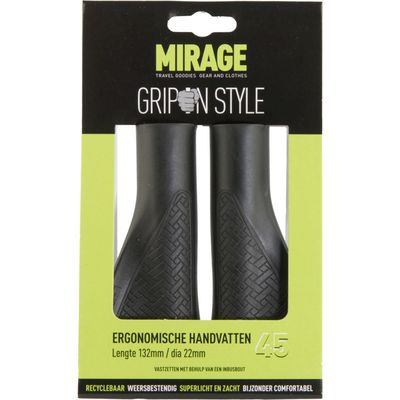 Mirage fiets handvatten - ergonomisch, zwart, 132mm