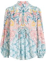 ETRO blouse imprimée à col lavallière - Bleu