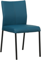 Blauwe leren moderne eetkamerstoel Basic - poot vierkant zwart - Toledo Leer Turquoise (blauw leer)