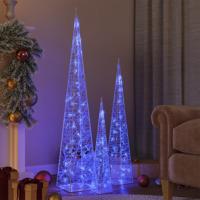 VidaXL Lichtkegelset decoratief led 60/90/120 cm acryl blauw VidaXL Lichtkegelset decoratief led 60/90/120 cm acryl blauw