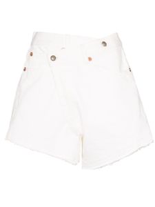 R13 crossover waist denim shorts - Blanc