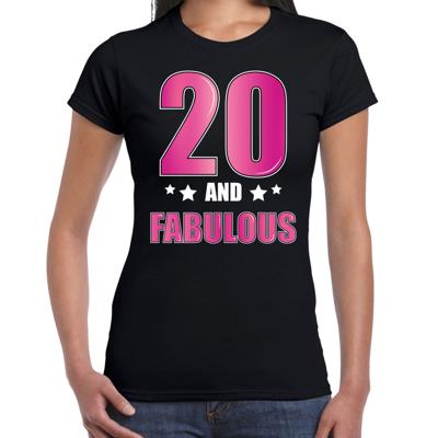 20 and fabulous verjaardag cadeau t-shirt - zwart - roze letters - dames - 20ste verjaardag 20 and fabulous verjaardag cadeau t-shirt - zwart - roze letters - dames - 20ste verjaardag