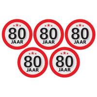 80 jaar leeftijd sticker - 10x - rond - Dia 9 cm - 80 jaar verjaardag - jubileum - leeftijd versieri