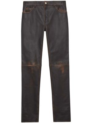 Courrèges Gerafelde straight leren broek - Bruin