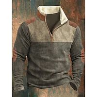 Voor heren Sweatshirt Sweatshirt met kwartrits Bruin Opstaande boord Effen Lapwerk Kleurenblok Sport Outdoor Dagelijks Feestdagen Corduroy Streetwear Basic Casual Herfst winter Kleding Hoodies miniinthebox - thumbnail