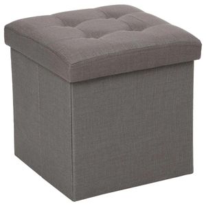 Atmosphera Poef/hocker/voetenbankje - opbergbox - donkergrijs - PU/MDF - 38 x 38 cm   -