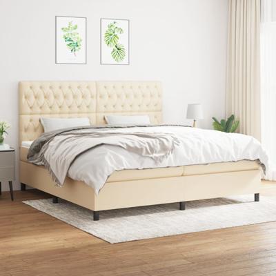 Boxspring met matras stof crèmekleurig 200x200 cm