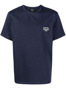 A.P.C. t-shirt à logo imprimé - Bleu