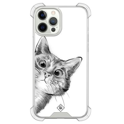 iPhone 12 (Pro) siliconen shockproof hoesje - Kat kiekeboe