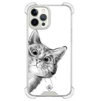 iPhone 12 (Pro) siliconen shockproof hoesje - Kat kiekeboe