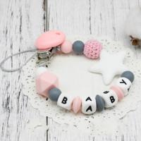 3 PC'S DIY siliconen baby fopspeen clip kleurrijke fopspeen keten (roze)