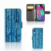 Samsung Galaxy A40 | Book Style Case | Wood Blue