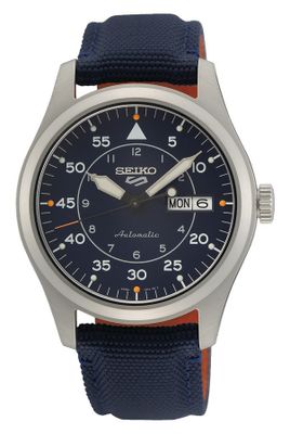 Seiko SRPH31K1 Seiko 5 Sports Horloge Automaat staal-nylon blauw 39,4 mm