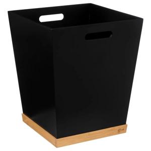 Prullenbak/vuilnisbak - 23 liter - mdf hout - zwart/lichtbruin - 27 x 27 x 32 cm - kantoor