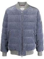 Brunello Cucinelli doudoune à fermeture zippée - Bleu