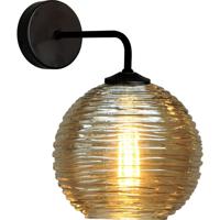 Masterlight Zwarte wandlampQuinto met gestreept glas - 3260-05-05-6 Masterlight Zwarte wandlampQuinto met gestreept glas - 3260-05-05-6