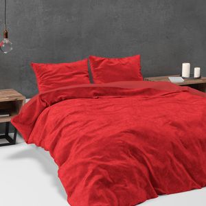 Sleeptime Dekbedovertrek Velvet Uni Rood-Lits-jumeaux (240 x 200/220 cm)