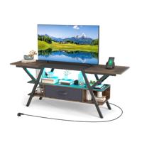 TV-stand voor 65-inch Televisies 3-niveaus Entertainmentcentrum met LED-verlichting Rustiek Bruin