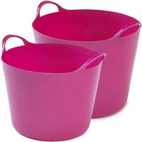 Flexibele emmers - 2x stuks - 26 liter en 39 liter - roze