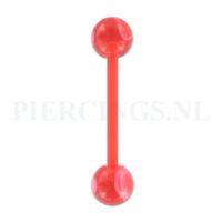 Tongpiercing flexibel marmer rood