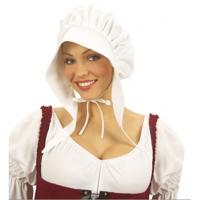 Widmann Boerinnen kapje - 3x - wit - boeren muts - verkleedaccessoires - boerinnenkapje