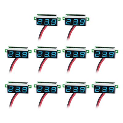 10 stuks 0 36 inch 2 draden digitale spannings meter kleur licht display meten spanning: DC 2.5-30V (blauw)