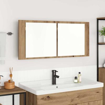 LED Spiegelkast artisanaal eikenkleurig 100 x 12 x 45 cm