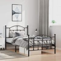 Bedframe met hoofd- en voeteneinde metaal zwart 100x200 cm