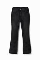 Cropped Flared jeans met borduursels - BLACK - 34
