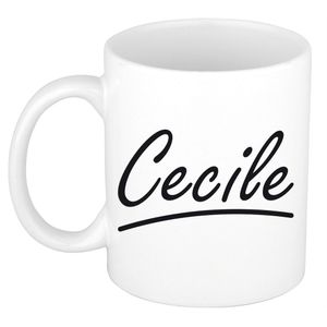 Naam cadeau mok / beker Cecile met sierlijke letters 300 ml