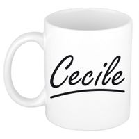 Naam cadeau mok / beker Cecile met sierlijke letters 300 ml - thumbnail